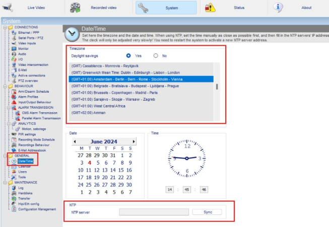 ADPRO Time Zone Configuration